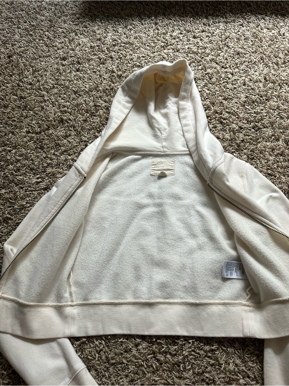 American Eagle Outfitters Off-White Hooded Zip Jacket - Picture 3 of 6